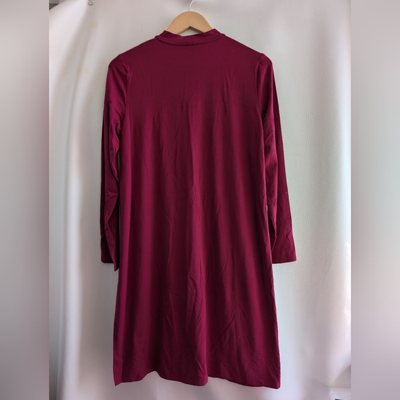 Eileen Fisher Hibiscus Mock Neck Caftan Slit Side Pullover Top Long Sleeves - M - Picture 8 of 14